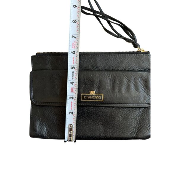 HENRI BENDEL Vintage Black Leather Zip Clutch Pouch Bag - Picture 4 of 9